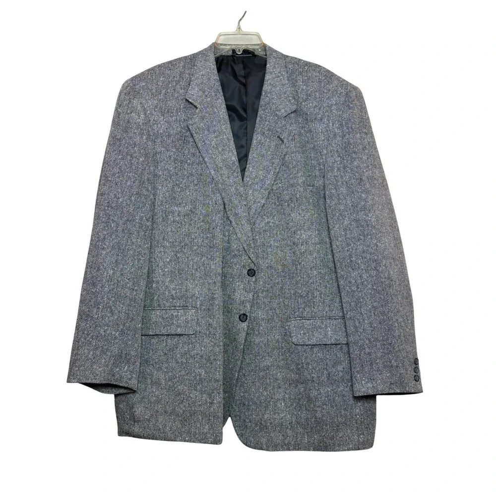 Bert Pulitzer Blazer Mens 50L Grey 80s Silk Herringbone Collectors Edition Sport